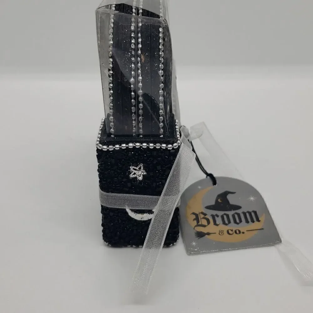 Moon and stars beaded coaster set with holder